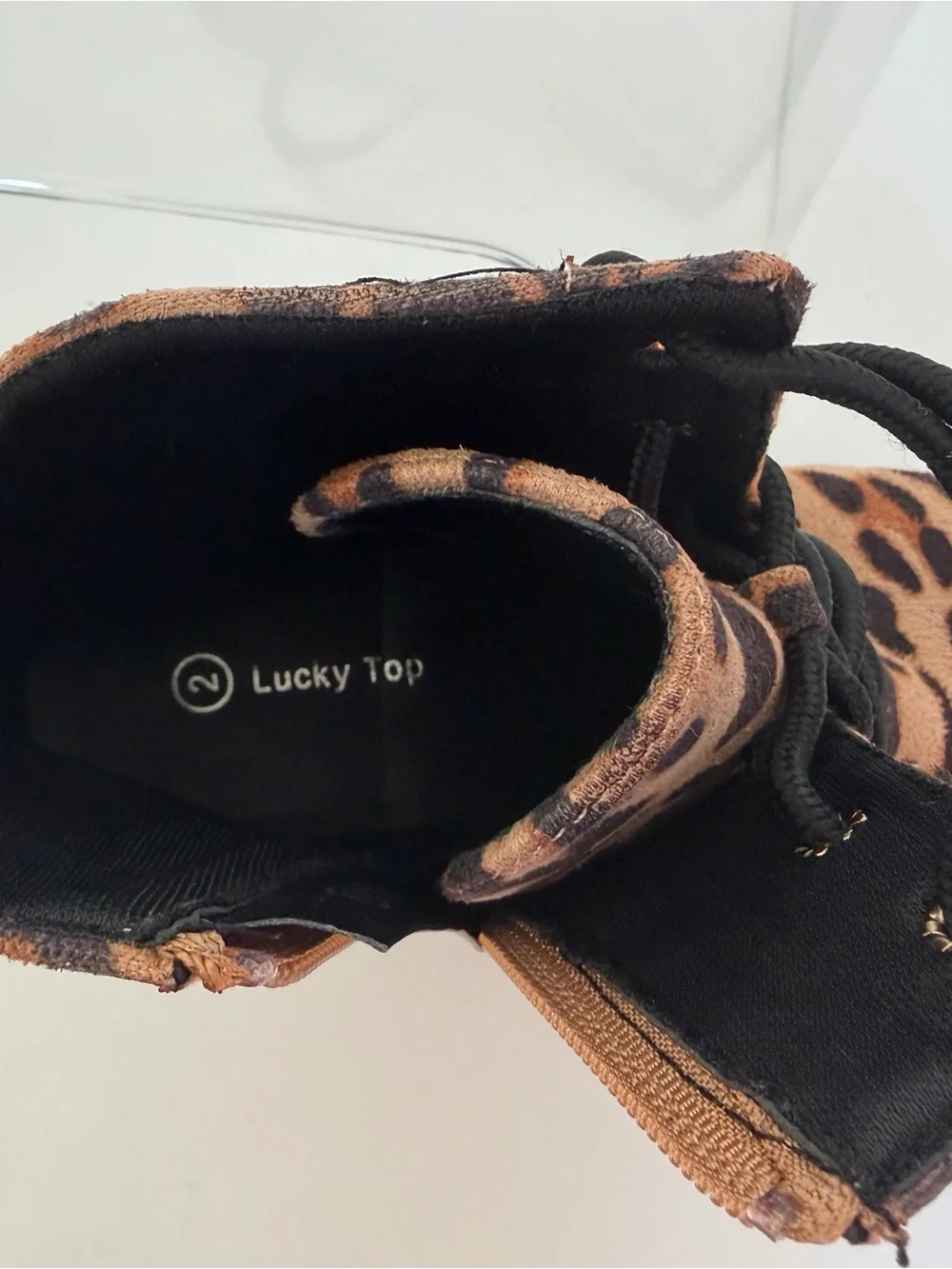 Lucky Top Girls Leopard Print Combat Boots Size 2